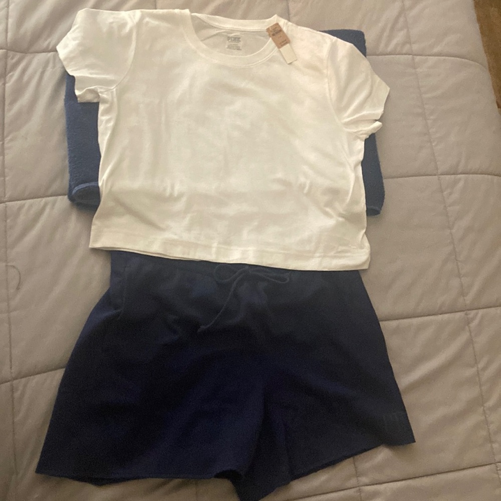 Crop top and sweat shorts